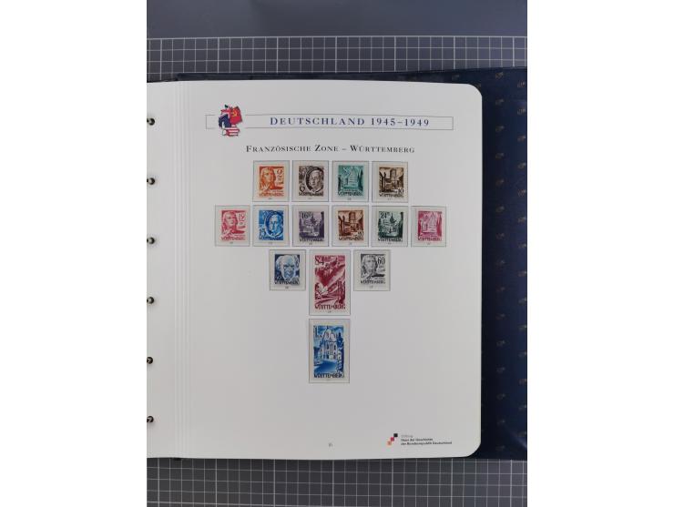 1940/2014(ca.), vorwiegend postfrische Sammlungen, dabei Französische Zone inkl. Mi.-Nr. 46II postfrisch, Bizone Mi.-Nr. 52-6