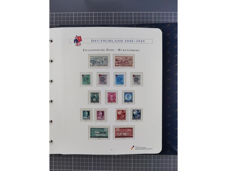 1940/2014(ca.), vorwiegend postfrische Sammlungen, dabei Französische Zone inkl. Mi.-Nr. 46II postfrisch, Bizone Mi.-Nr. 52-6