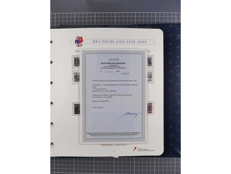 1940/2014(ca.), vorwiegend postfrische Sammlungen, dabei Französische Zone inkl. Mi.-Nr. 46II postfrisch, Bizone Mi.-Nr. 52-6