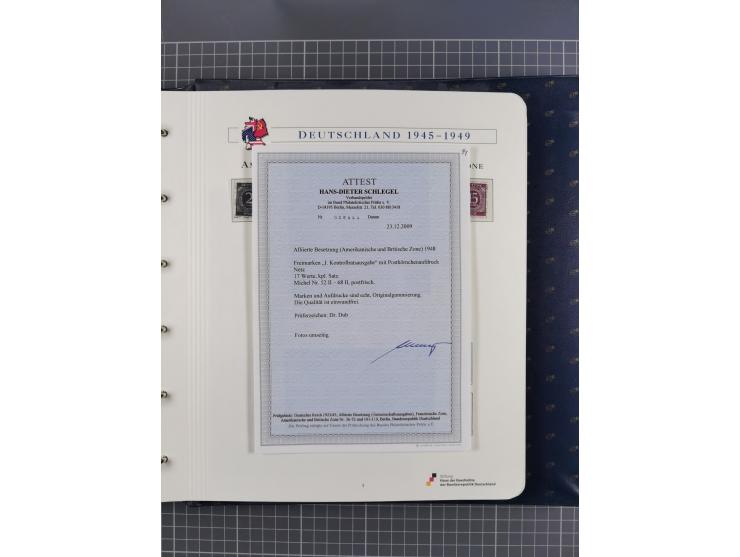 1940/2014(ca.), vorwiegend postfrische Sammlungen, dabei Französische Zone inkl. Mi.-Nr. 46II postfrisch, Bizone Mi.-Nr. 52-6