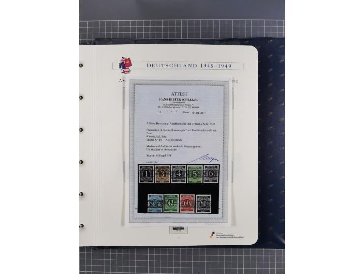 1940/2014(ca.), vorwiegend postfrische Sammlungen, dabei Französische Zone inkl. Mi.-Nr. 46II postfrisch, Bizone Mi.-Nr. 52-6
