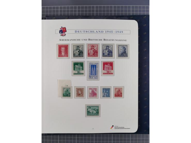 1940/2014(ca.), vorwiegend postfrische Sammlungen, dabei Französische Zone inkl. Mi.-Nr. 46II postfrisch, Bizone Mi.-Nr. 52-6
