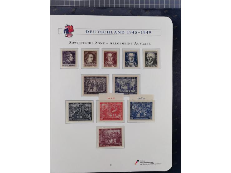 1940/2014(ca.), vorwiegend postfrische Sammlungen, dabei Französische Zone inkl. Mi.-Nr. 46II postfrisch, Bizone Mi.-Nr. 52-6