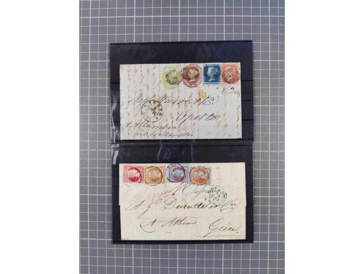 1856/66, small lot, including 4 colour franking large Hermes Heads, 3 fronts GB to Portugal, Cross of Savoy, etc.