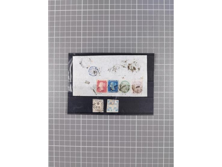 1856/66, small lot, including 4 colour franking large Hermes Heads, 3 fronts GB to Portugal, Cross of Savoy, etc.