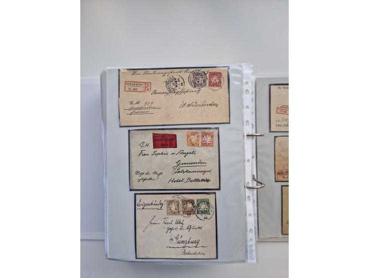 1850/1920, kleine Sammlung mit zusätzlich einigen hundert Briefen, Karten und Paketkarten der Pfennig-Zeit