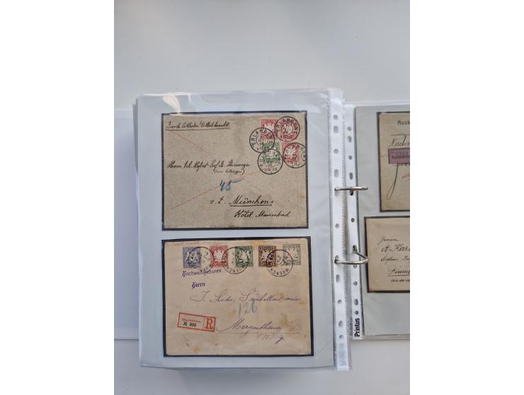 1850/1920, kleine Sammlung mit zusätzlich einigen hundert Briefen, Karten und Paketkarten der Pfennig-Zeit