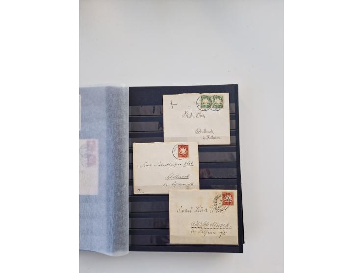 1850/1920, kleine Sammlung mit zusätzlich einigen hundert Briefen, Karten und Paketkarten der Pfennig-Zeit