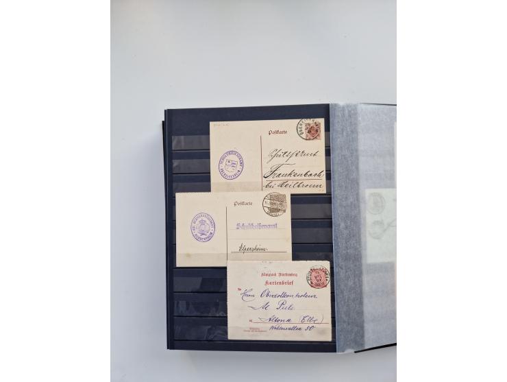 1850/1920, kleine Sammlung mit zusätzlich einigen hundert Briefen, Karten und Paketkarten der Pfennig-Zeit
