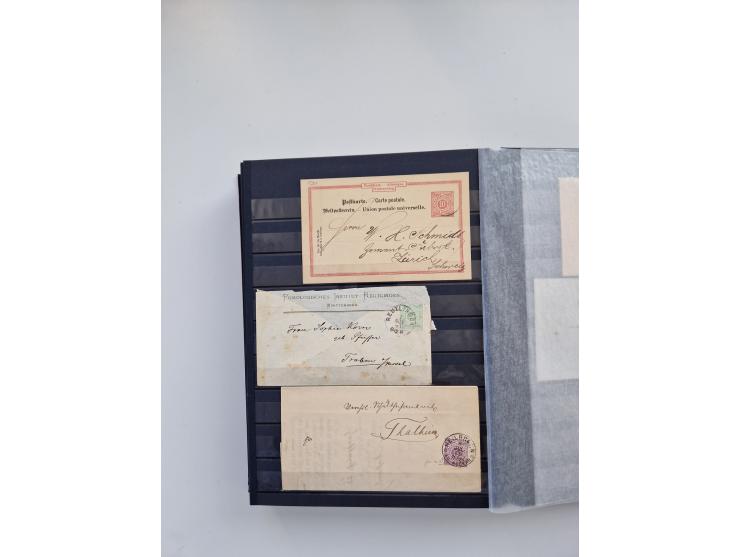 1850/1920, kleine Sammlung mit zusätzlich einigen hundert Briefen, Karten und Paketkarten der Pfennig-Zeit