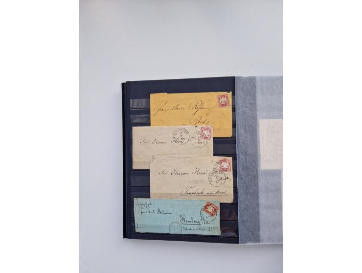 1850/1920, kleine Sammlung mit zusätzlich einigen hundert Briefen, Karten und Paketkarten der Pfennig-Zeit