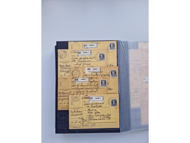 1850/1920, kleine Sammlung mit zusätzlich einigen hundert Briefen, Karten und Paketkarten der Pfennig-Zeit