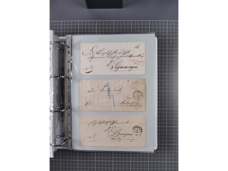 1820/60 (ca.), über 600 Vorphila- und Dienstbriefe, dabei rote und blaue Stempel, viele verschiedene Orte