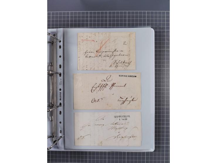 1820/60 (ca.), über 600 Vorphila- und Dienstbriefe, dabei rote und blaue Stempel, viele verschiedene Orte