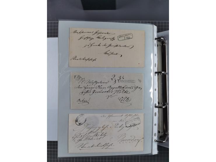 1820/60 (ca.), über 600 Vorphila- und Dienstbriefe, dabei rote und blaue Stempel, viele verschiedene Orte
