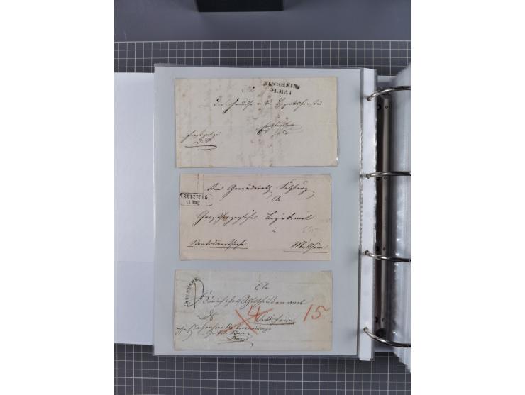 1820/60 (ca.), über 600 Vorphila- und Dienstbriefe, dabei rote und blaue Stempel, viele verschiedene Orte