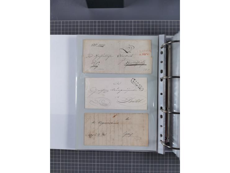1820/60 (ca.), über 600 Vorphila- und Dienstbriefe, dabei rote und blaue Stempel, viele verschiedene Orte