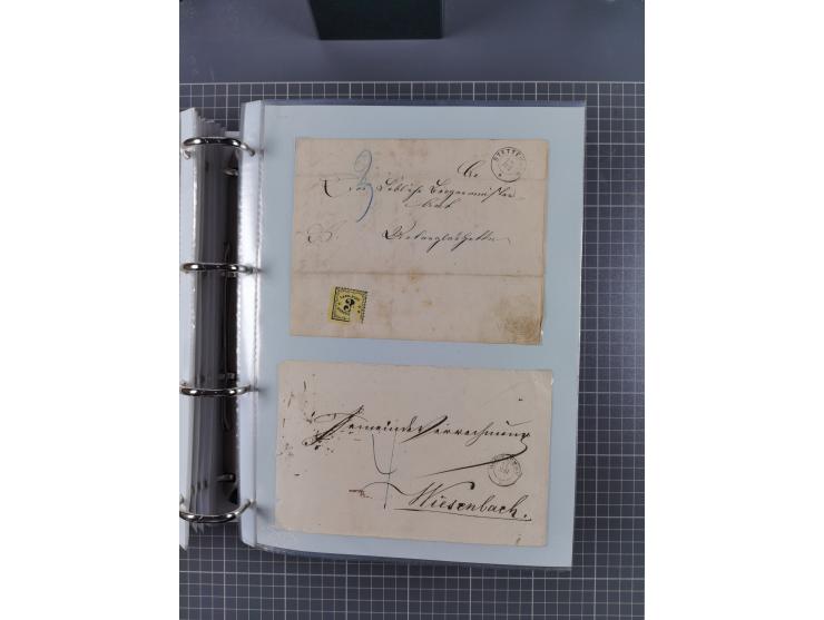 1820/60 (ca.), über 600 Vorphila- und Dienstbriefe, dabei rote und blaue Stempel, viele verschiedene Orte
