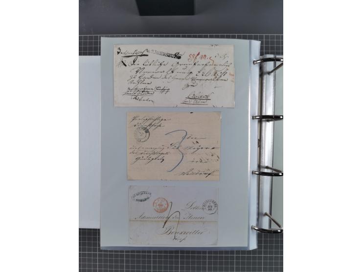 1820/60 (ca.), über 600 Vorphila- und Dienstbriefe, dabei rote und blaue Stempel, viele verschiedene Orte