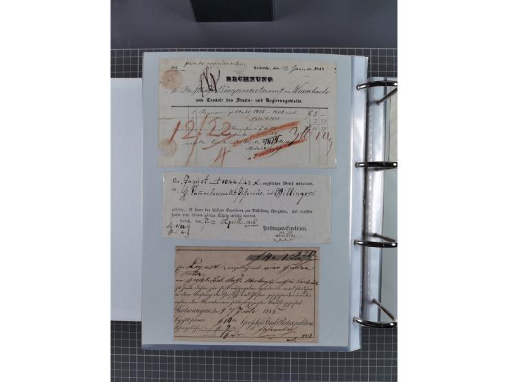 1820/60 (ca.), über 600 Vorphila- und Dienstbriefe, dabei rote und blaue Stempel, viele verschiedene Orte