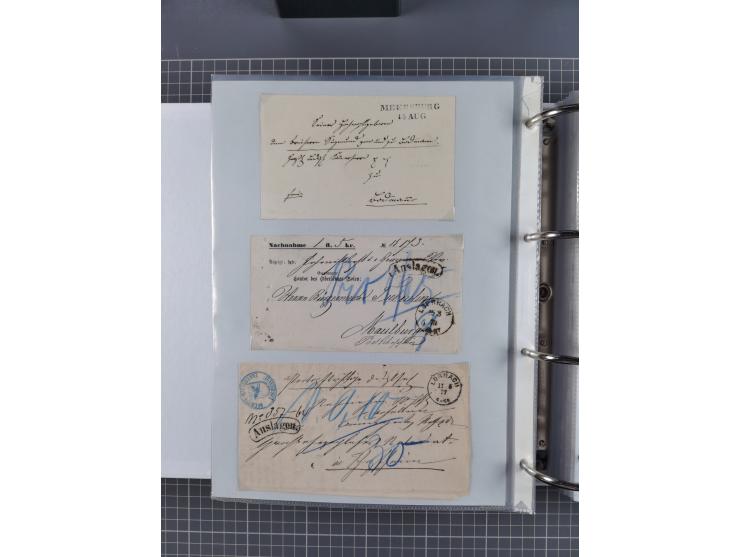 1820/60 (ca.), über 600 Vorphila- und Dienstbriefe, dabei rote und blaue Stempel, viele verschiedene Orte