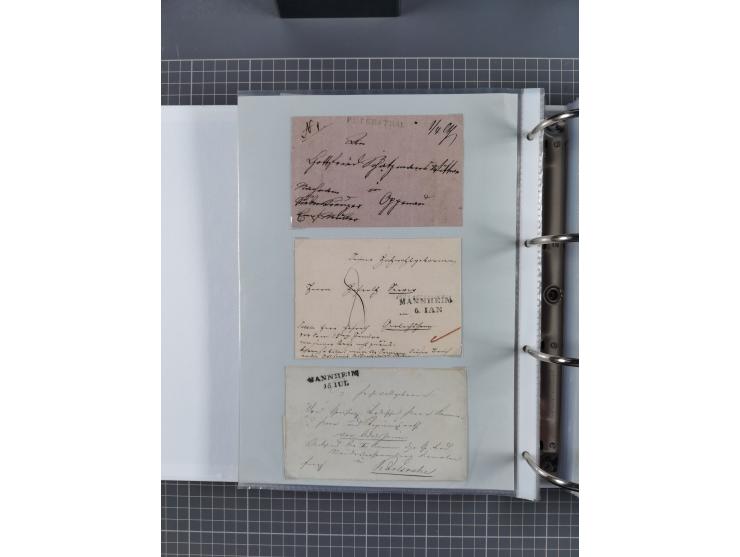 1820/60 (ca.), über 600 Vorphila- und Dienstbriefe, dabei rote und blaue Stempel, viele verschiedene Orte