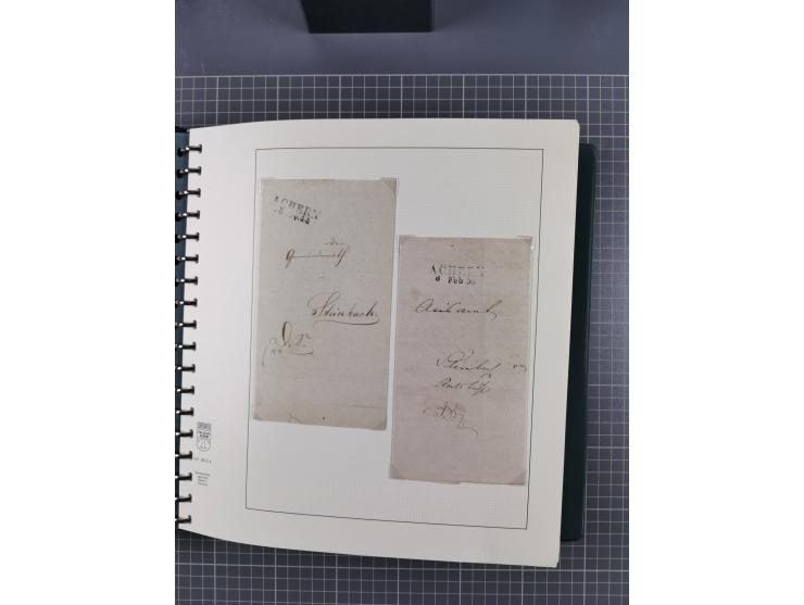 1820/60 (ca.), über 600 Vorphila- und Dienstbriefe, dabei rote und blaue Stempel, viele verschiedene Orte