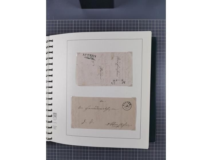 1820/60 (ca.), über 600 Vorphila- und Dienstbriefe, dabei rote und blaue Stempel, viele verschiedene Orte