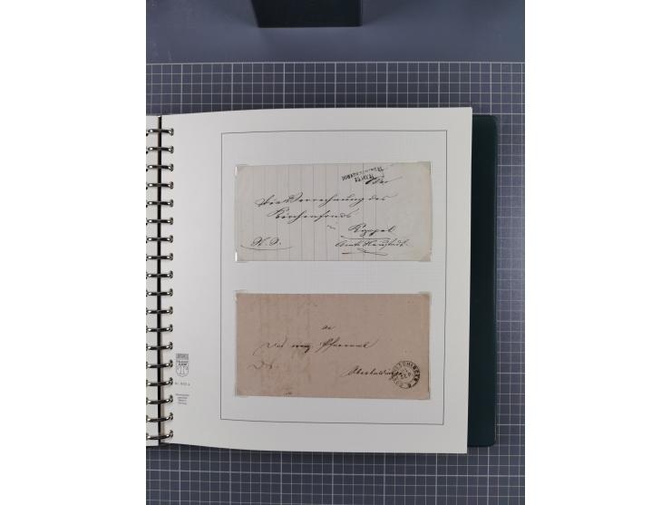 1820/60 (ca.), über 600 Vorphila- und Dienstbriefe, dabei rote und blaue Stempel, viele verschiedene Orte