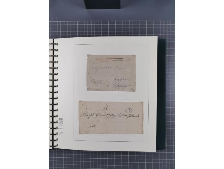 1820/60 (ca.), über 600 Vorphila- und Dienstbriefe, dabei rote und blaue Stempel, viele verschiedene Orte