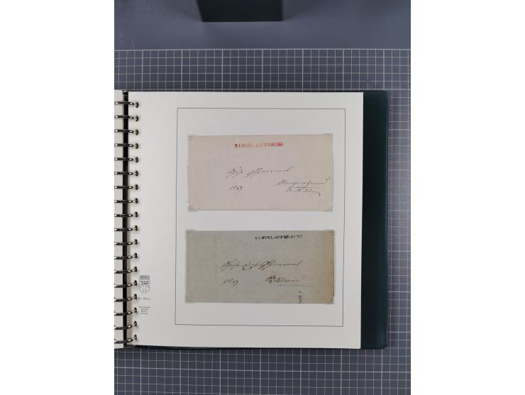 1820/60 (ca.), über 600 Vorphila- und Dienstbriefe, dabei rote und blaue Stempel, viele verschiedene Orte