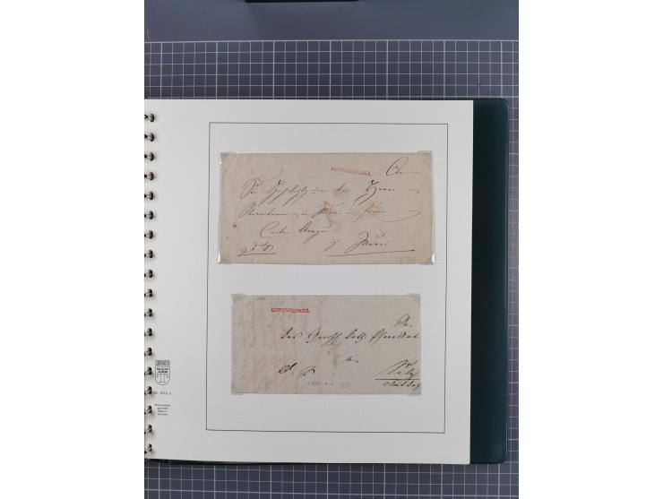 1820/60 (ca.), über 600 Vorphila- und Dienstbriefe, dabei rote und blaue Stempel, viele verschiedene Orte