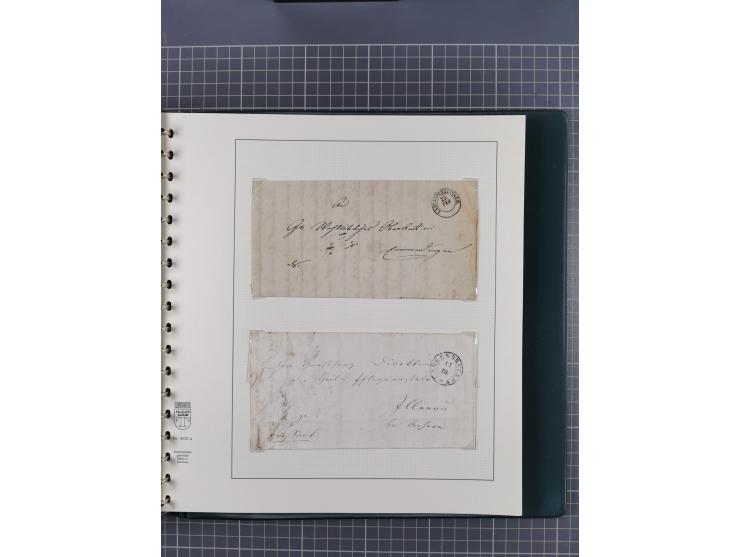 1820/60 (ca.), über 600 Vorphila- und Dienstbriefe, dabei rote und blaue Stempel, viele verschiedene Orte