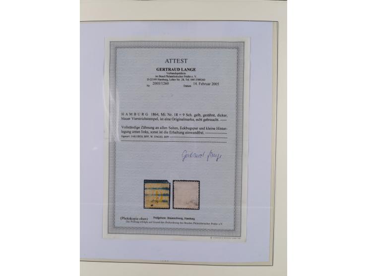 1859/67, meist gestempelte Sammlung, dabei u.a. Mi.-Nr. 18 gestempelt mit Fotoattest Lange BPP, zwei Briefe und vier Ganzsach