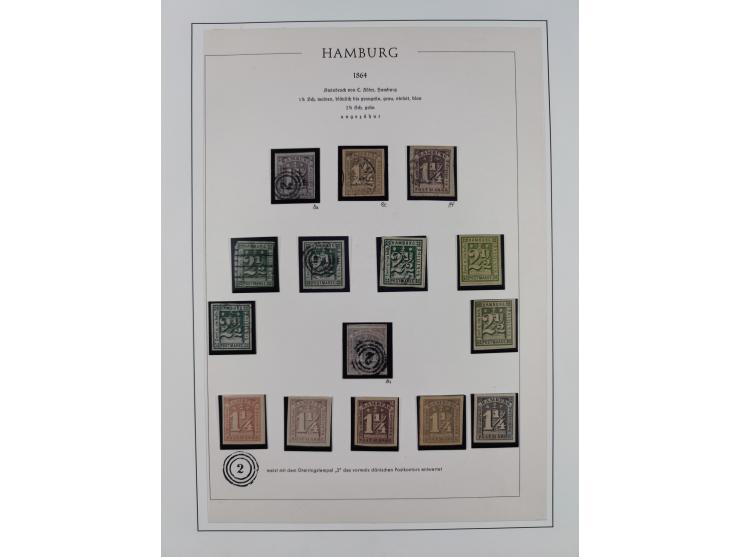 1859/67, meist gestempelte Sammlung, dabei u.a. Mi.-Nr. 3, 8a mit dänischer Nr. “2”, drei Briefe/Ganzsachen, dazu Stempelteil