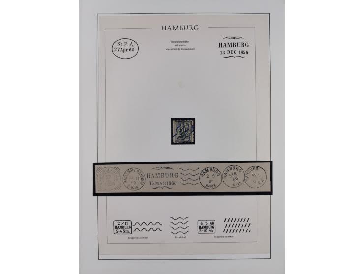 1859/67, meist gestempelte Sammlung, dabei u.a. Mi.-Nr. 3, 8a mit dänischer Nr. “2”, drei Briefe/Ganzsachen, dazu Stempelteil