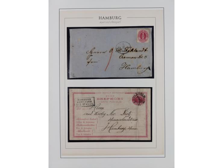 1859/67, meist gestempelte Sammlung, dabei u.a. Mi.-Nr. 3, 8a mit dänischer Nr. “2”, drei Briefe/Ganzsachen, dazu Stempelteil