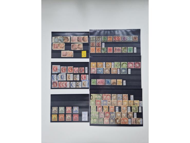 1851/1946(ca.), ungebrauchte/postfrische und gestempelte Partie auf Steckkarten, dabei viel Altdeutschland, hauptsächlich Bad