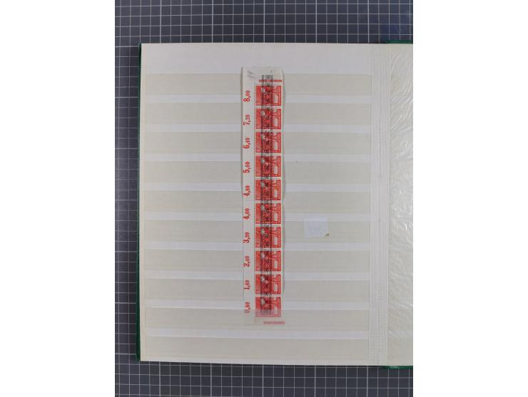 1948, meist postfrischer und gestempelter Bestand “Band/Netz” und “Bauten” mit u.a. Viererblocks, Marken mit Rändern, Bogenec