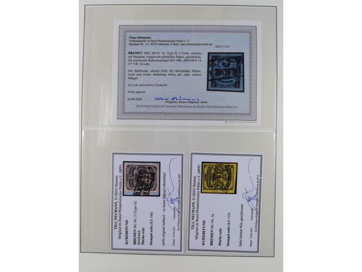 1855/67, gestempelte Sammlung mit vielen signierten Werten, dabei u.a. Mi. 1x und y, 3b, 9a-c, etc., einiges mit Befunden BPP