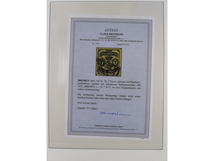 1855/67, gestempelte Sammlung mit vielen signierten Werten, dabei u.a. Mi. 1x und y, 3b, 9a-c, etc., einiges mit Befunden BPP