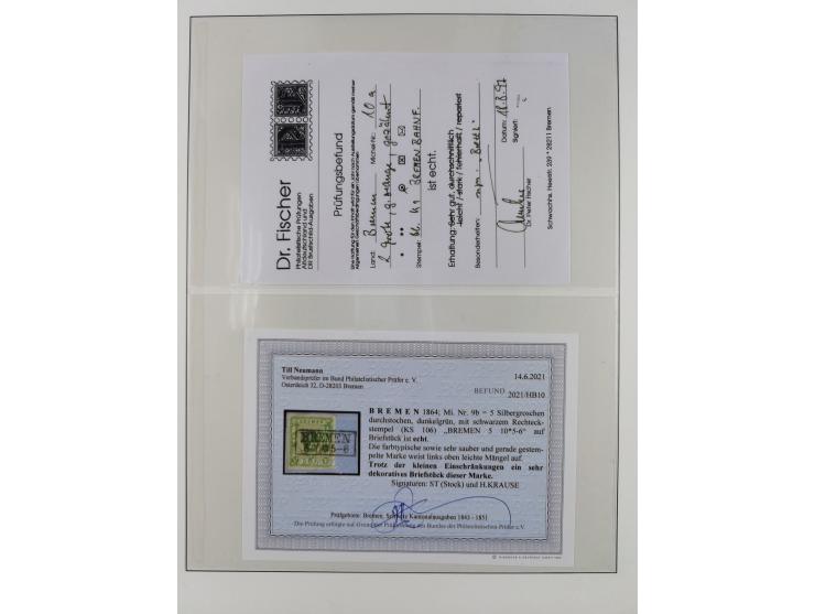 1855/67, gestempelte Sammlung mit vielen signierten Werten, dabei u.a. Mi. 1x und y, 3b, 9a-c, etc., einiges mit Befunden BPP