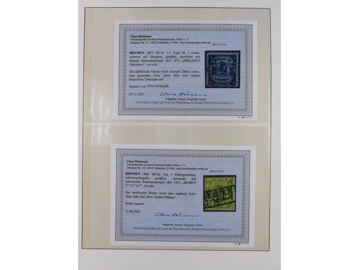 1855/67, gestempelte Sammlung mit vielen signierten Werten, dabei u.a. Mi. 1x und y, 3b, 9a-c, etc., einiges mit Befunden BPP