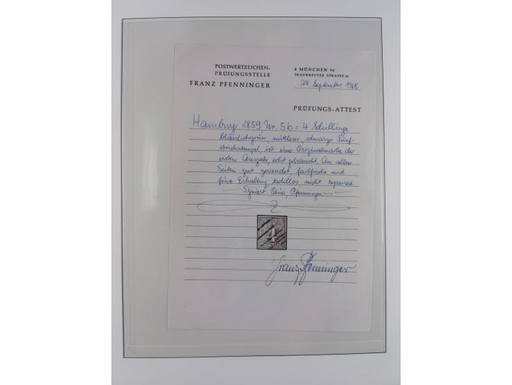 1859/67, gestempelte Sammlung mit 5 Briefen, dabei u.a. Mi. 5b (signiert Pfenninger mit Attest), 7 (Attest Jakubek), 8g (Atte