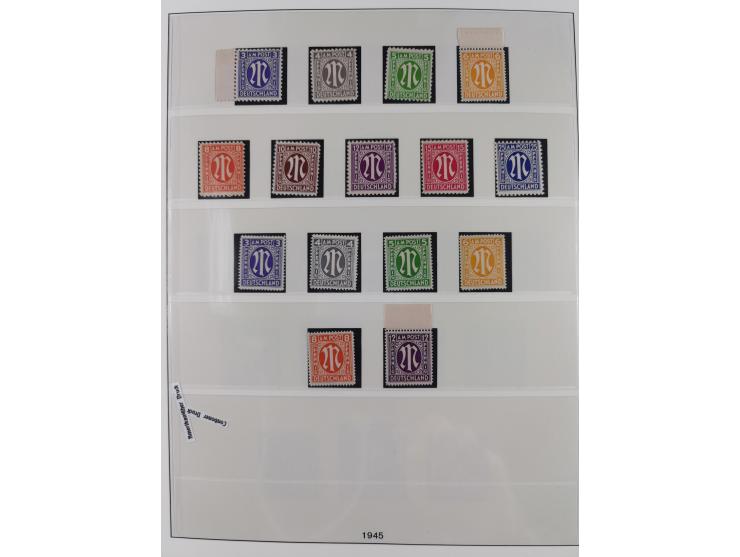 1945/90, ungebrauchte und postfrische Sammlung, oftmals komplett, dabei Bund/Berlin und DDR, DDR mit guten Dienstmarken inkl.