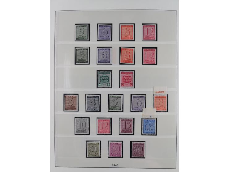 1945/90, ungebrauchte und postfrische Sammlung, oftmals komplett, dabei Bund/Berlin und DDR, DDR mit guten Dienstmarken inkl.