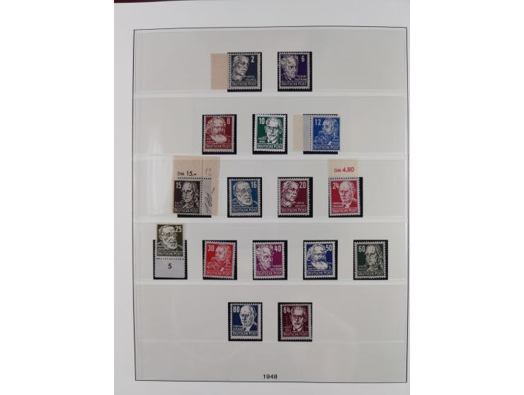 1945/90, ungebrauchte und postfrische Sammlung, oftmals komplett, dabei Bund/Berlin und DDR, DDR mit guten Dienstmarken inkl.
