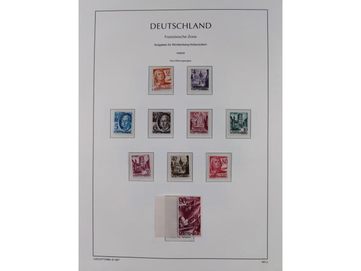 1945/90, ungebrauchte und postfrische Sammlung, oftmals komplett, dabei Bund/Berlin und DDR, DDR mit guten Dienstmarken inkl.