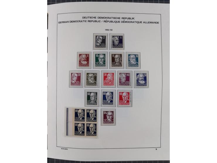 1945/90, ungebrauchte und postfrische Sammlung, oftmals komplett, dabei Bund/Berlin und DDR, DDR mit guten Dienstmarken inkl.