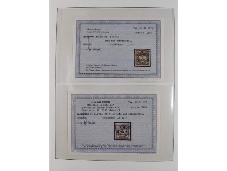 1852/67, gestempelte Sammlung mit 2 Briefen, dabei tadellose Mi. 1 (Befund Berger BPP), desweiteren Mi. 9 und 10a (je Fotoatt